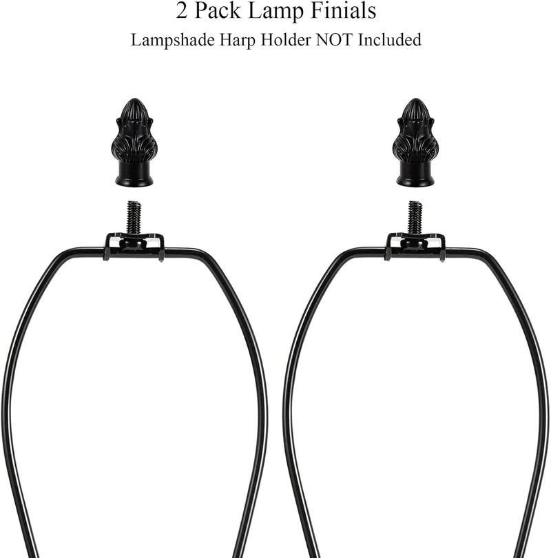 Briglusear 2 Pack Black Lamp Finial Cap Knob Retro Decoration with Dual-Thread Screw for Lamp Shade,Fit Both 3/8" and 1/4-27 - Image 5
